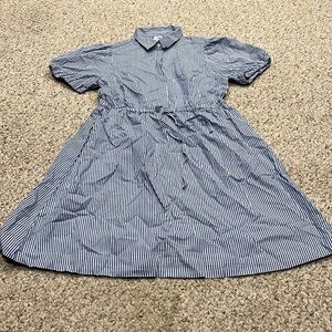 NWT J Crew Short Sleeve Collared Mini Dress Blue White Stripe Sz 4